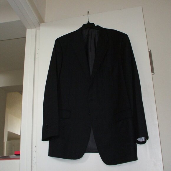 Loro Piana by Hickey Freeman Black Worsted Wool striped blazer - Size 44L - Picture 2 of 5